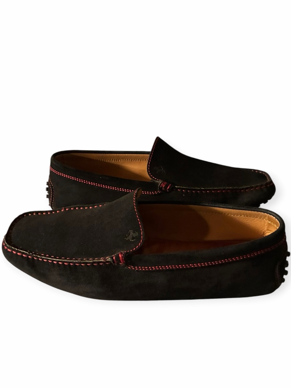 Tod's For Ferrari Black Suede Slip On Loafers Sz 8
